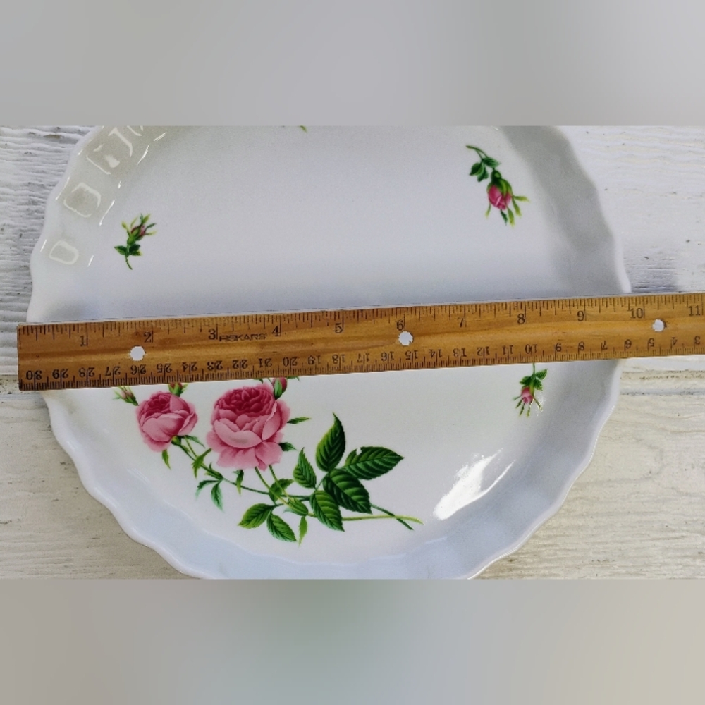 Vintage Christineholm Ceramic Quiche Dish Roses Fluted G-4 - Picture 9 of 15